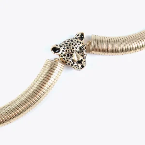 Lola Casademunt Bisuteria<Collar cabeza leopardo DORADO