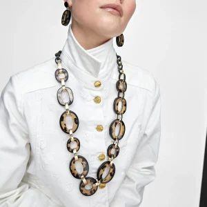 Lola Casademunt Bisuteria<Collar con aros animal print MARRON