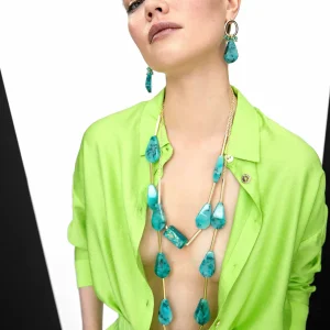 Lola Casademunt Bisuteria<Collar con cadena doble TURQUESA