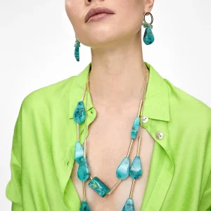 Lola Casademunt Bisuteria<Collar con cadena doble TURQUESA