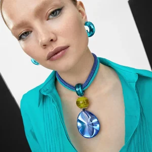 Lola Casademunt Bisuteria<Collar con maxi colgante AZULELECTRICO