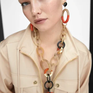 Lola Casademunt Bisuteria<Collar de aros bicolor MARRON-ROJO