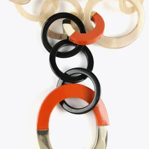 Lola Casademunt Bisuteria<Collar de aros bicolor MARRON-ROJO