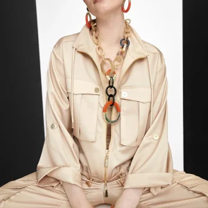 Lola Casademunt Bisuteria<Collar de aros bicolor MARRON-ROJO