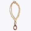 Lola Casademunt Bisuteria<Collar doble cadena y colgante FUCSIA