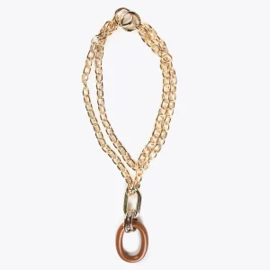 Lola Casademunt Bisuteria<Collar doble cadena y colgante FUCSIA