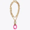 Lola Casademunt Bisuteria<Collar doble cadena y colgante FUCSIA