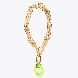 Lola Casademunt Bisuteria<Collar doble cadena y colgante FUCSIA