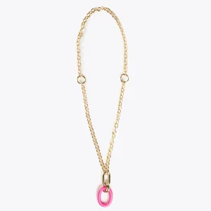 Lola Casademunt Bisuteria<Collar doble cadena y colgante FUCSIA