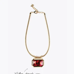 Lola Casademunt Bisuteria<Collar dorado con colgante ROJO