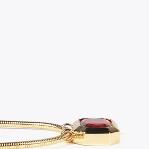 Lola Casademunt Bisuteria<Collar dorado con colgante ROJO