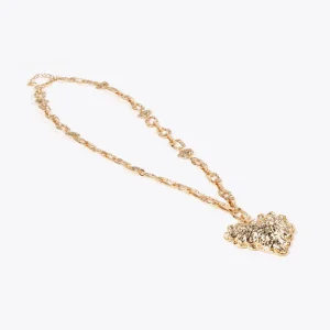 Lola Casademunt Collares<Collar largo con corazón DORADO