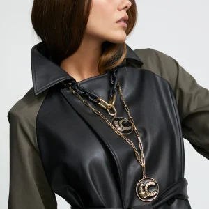 Lola Casademunt Collares<Collar eslabones y colgante METAL-NEGRO