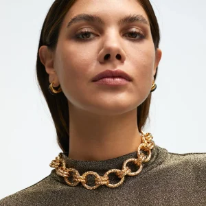 Lola Casademunt Collares<Collar gargantilla dorada con textura DORADO