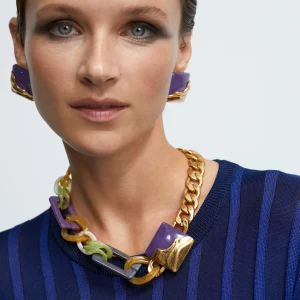 Lola Casademunt Collares<Collar gargantilla dorado con colores combinados METAL-MULTICOLOR