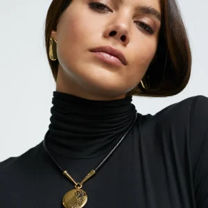 Lola Casademunt Collares<Collar gargantilla medalla METAL-NEGRO