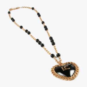 Lola Casademunt Collares<Collar medalla corazón METAL-NEGRO