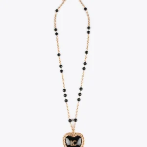 Lola Casademunt Collares<Collar medalla corazón METAL-NEGRO