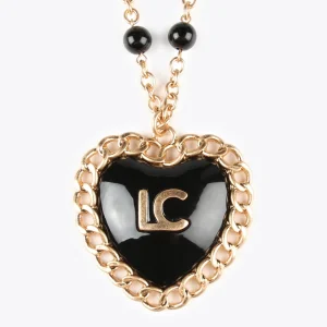 Lola Casademunt Collares<Collar medalla corazón METAL-NEGRO