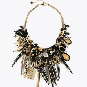 Lola Casademunt Bisuteria<Collar multi abalorios estilo africano NEGRO