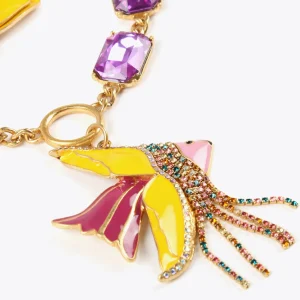 Lola Casademunt Bisuteria<Collar multicadena con colgante LILA-AMARILLO