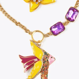 Lola Casademunt Bisuteria<Collar multicadena con colgante LILA-AMARILLO