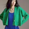 Lola Casademunt Punto<Cárdigan detalle espejos VERDE