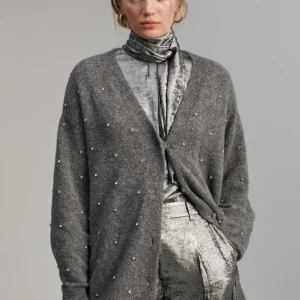 Lola Casademunt Punto<Cárdigan detalle joyas GRIS