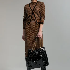 Lola Casademunt Punto<Cárdigan monograma MARRON-NEGRO