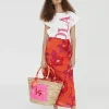 Lola Casademunt Accesorios | Vestidos Y Faldas<Falda estampada tipo pareo NARANJA-ROSA
