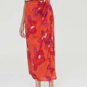 Lola Casademunt Accesorios | Vestidos Y Faldas<Falda estampada tipo pareo NARANJA-ROSA