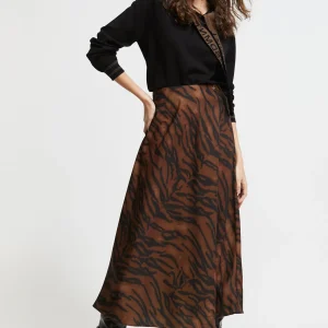 Lola Casademunt Animal Print | Vestidos Y Faldas<Falda estampado animal MARRON-NEGRO