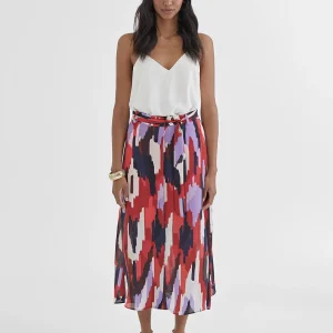 Lola Casademunt Vestidos Y Faldas<Falda fluída estampada LILA-ROJO