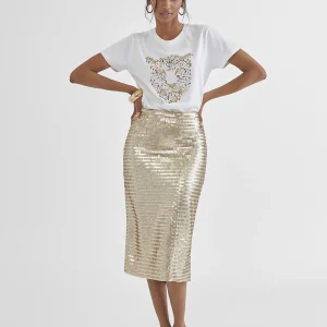 Lola Casademunt Vestidos Y Faldas<Falda lápiz metalizada DORADO