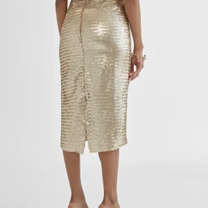 Lola Casademunt Vestidos Y Faldas<Falda lápiz metalizada DORADO