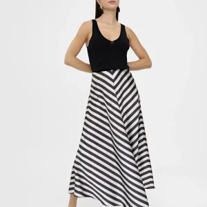 Lola Casademunt Vestidos Y Faldas<Falda midi de rayas NEGRO-BLANCO