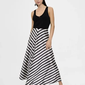 Lola Casademunt Vestidos Y Faldas<Falda midi de rayas NEGRO-BLANCO