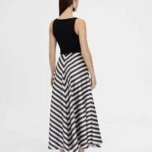 Lola Casademunt Vestidos Y Faldas<Falda midi de rayas NEGRO-BLANCO