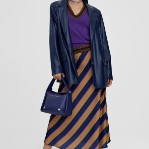 Lola Casademunt Vestidos Y Faldas<Falda midi de rayas AZUL-MARRON