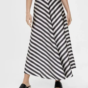 Lola Casademunt Vestidos Y Faldas<Falda midi de rayas NEGRO-BLANCO