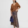 Lola Casademunt Vestidos Y Faldas<Falda midi estampado cebra MARRON-AZUL
