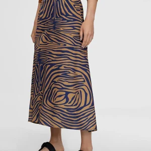 Lola Casademunt Vestidos Y Faldas<Falda midi estampado cebra MARRON-AZUL