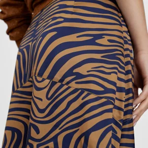 Lola Casademunt Vestidos Y Faldas<Falda midi estampado cebra MARRON-AZUL