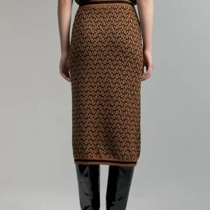 Lola Casademunt Vestidos Y Faldas<Falda monograma bicolor MARRON-NEGRO