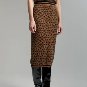 Lola Casademunt Vestidos Y Faldas<Falda monograma bicolor MARRON-NEGRO