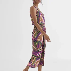 Lola Casademunt Vestidos Y Faldas<Falda pareo estampada LILA-NEGRO