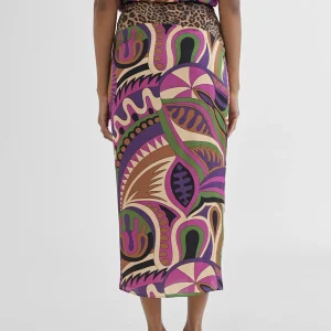 Lola Casademunt Vestidos Y Faldas<Falda pareo estampada LILA-NEGRO