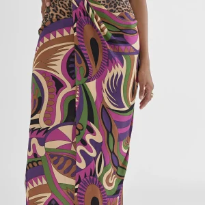 Lola Casademunt Vestidos Y Faldas<Falda pareo estampada LILA-NEGRO