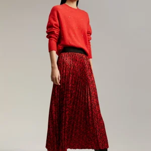 Lola Casademunt Vestidos Y Faldas<Falda plisada monograma ROJO-NEGRO