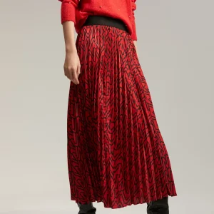 Lola Casademunt Vestidos Y Faldas<Falda plisada monograma ROJO-NEGRO
